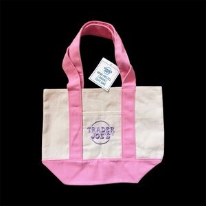 Trader Joe's Pastel Pink Accent Mini Tote Canvas